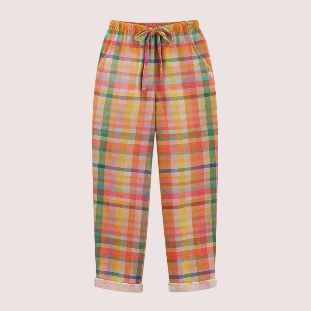 CIVILON Stockholm™ | Rutiga byxor med resår i midjan och rosettknäppning