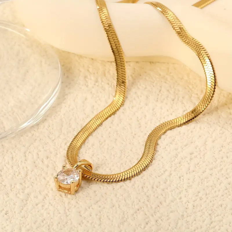 Elegant rhinestone hängande halsband | Guld
