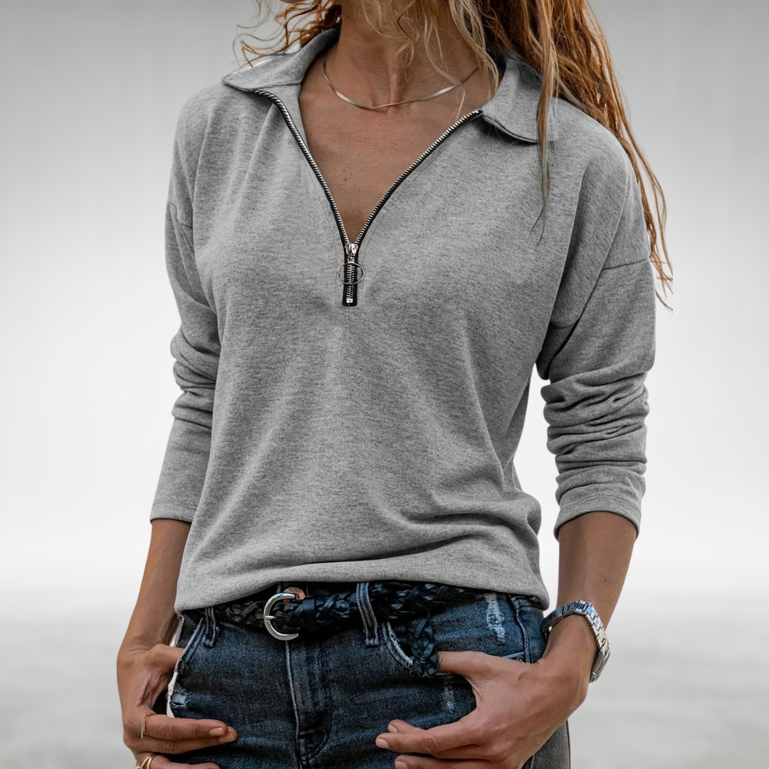 ELODIE | HALV-ZIP PULLOVER MED ELEGANT MAGTÄCKNING