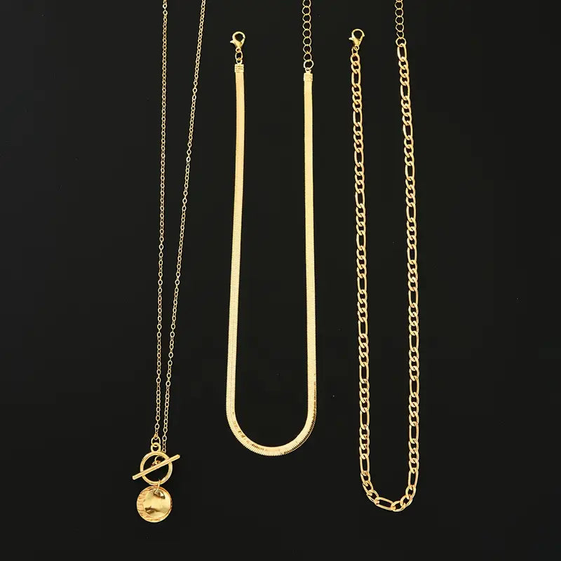 Savira Textured Coin Layered Necklace | Guld