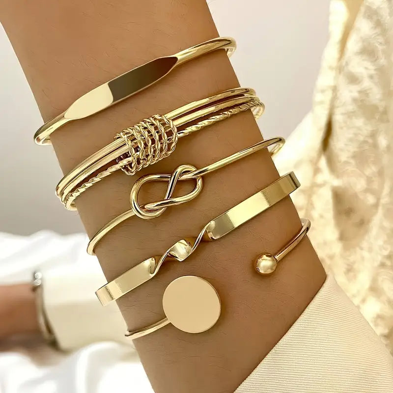 Knotted Elegance Armband Set | Guld