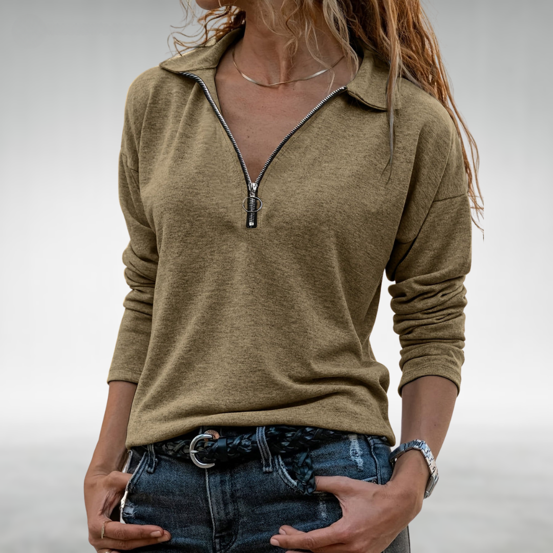 ELODIE | HALV-ZIP PULLOVER MED ELEGANT MAGTÄCKNING