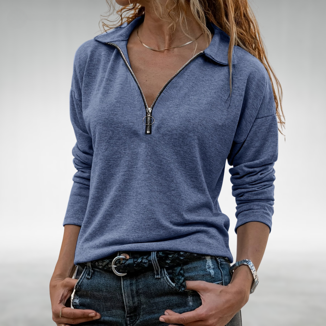 ELODIE | HALV-ZIP PULLOVER MED ELEGANT MAGTÄCKNING