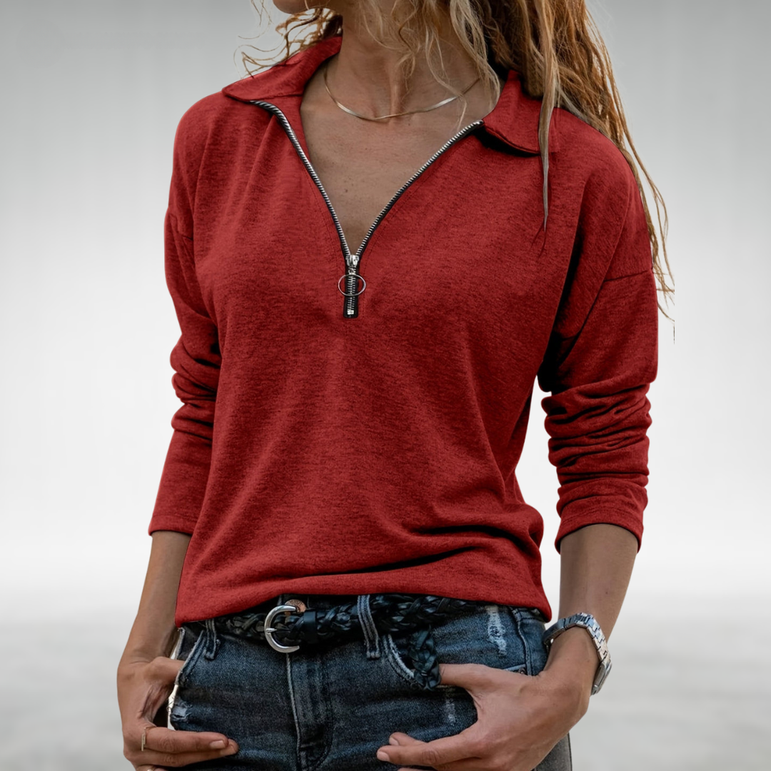ELODIE | HALV-ZIP PULLOVER MED ELEGANT MAGTÄCKNING