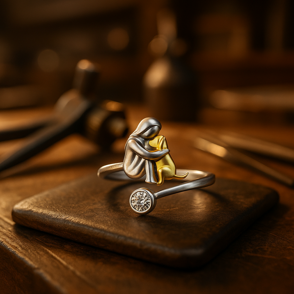 925 Sterling Silver Hundring med Zirkonia – Justerbar & Handgjord